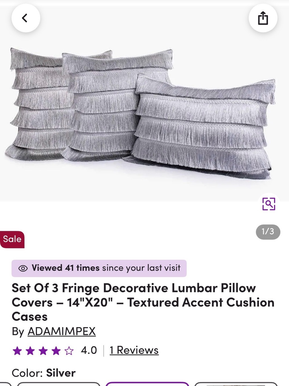 Silver Fringe Throw Pillow Covers - Set of 2
